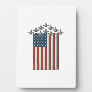 Patriotisches Kampfflugzeug Flagge Vintage Gravur Fotoplatte