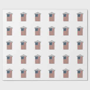 Patriotisches Kampfflugzeug Flagge Vintage Gravur  Geschenkpapier