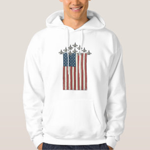 Patriotisches Kampfflugzeug Flagge Vintage Gravur  Hoodie