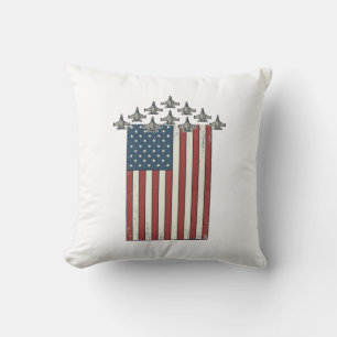 Patriotisches Kampfflugzeug Flagge Vintage Gravur  Kissen