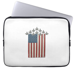 Patriotisches Kampfflugzeug Flagge Vintage Gravur  Laptopschutzhülle