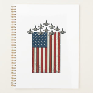 Patriotisches Kampfflugzeug Flagge Vintage Gravur Planer