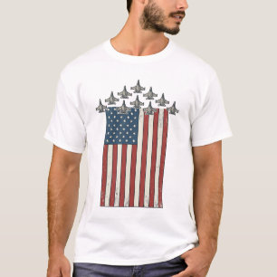 Patriotisches Kampfflugzeug Flagge Vintage Gravur T-Shirt