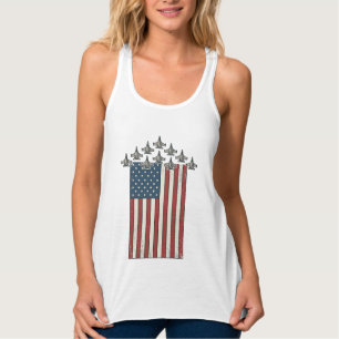 Patriotisches Kampfflugzeug Flagge Vintage Gravur  Tank Top
