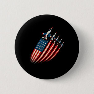 Patriotisches Kampfflugzeug USA-Flagge 4. Juli Button
