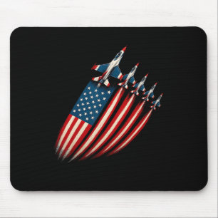 Patriotisches Kampfflugzeug USA-Flagge 4. Juli Mousepad