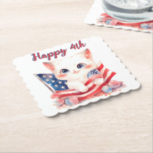 Patriotisches Kätzchen 4. Juli Froher 4. Benutzerd Untersetzer