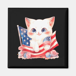 Patriotisches Kätzchen feiert 4. Juli USA Magnet