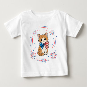 Patriotisches Kätzchen Feuerwerk – Rot Weiß Blau S Baby T-shirt