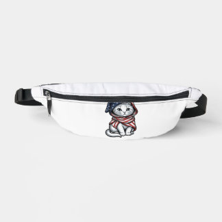 Patriotisches Kätzchen Vintage Gravur Shirt Design Bauchtasche