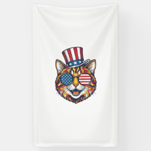 Patriotisches Katze Vintage-Stich-Shirt-Design_1 Banner