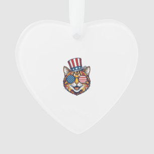 Patriotisches Katze Vintage-Stich-Shirt-Design_1 Ornament