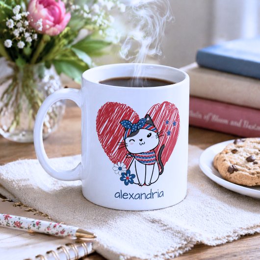 Patriotisches Katzenmonogramm Kaffeetasse