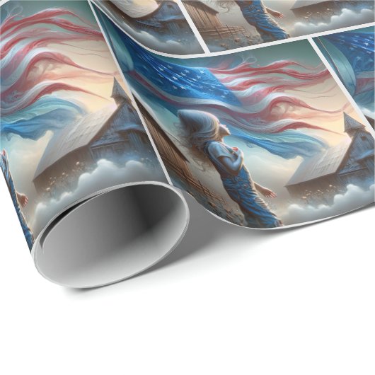 Patriotisches kleines Mädchen auf Baumwollfeldern Geschenkpapier (Rolleneckpunkt)