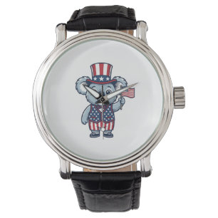 Patriotisches Koala-Vektor-Vintage-Shirt-Design_1 Armbanduhr