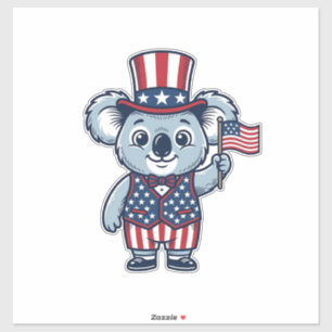 Patriotisches Koala-Vektor-Vintage-Shirt-Design_1 Aufkleber