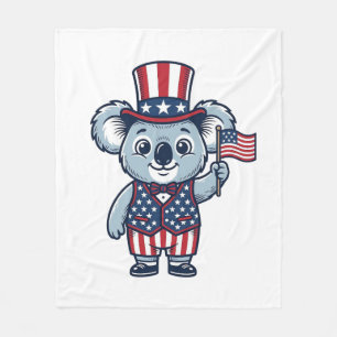 Patriotisches Koala-Vektor-Vintage-Shirt-Design_1 Fleecedecke