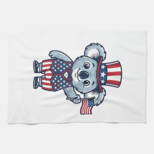 Patriotisches Koala-Vektor-Vintage-Shirt-Design_1 Geschirrtuch