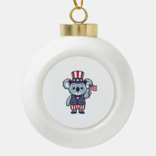 Patriotisches Koala-Vektor-Vintage-Shirt-Design_1 Keramik Kugel-Ornament