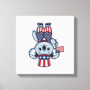 Patriotisches Koala-Vektor-Vintage-Shirt-Design_1 Leinwanddruck