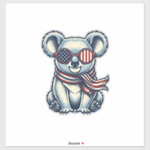 Patriotisches Koala-Vintage-Stickerei-Shirt-Design Aufkleber