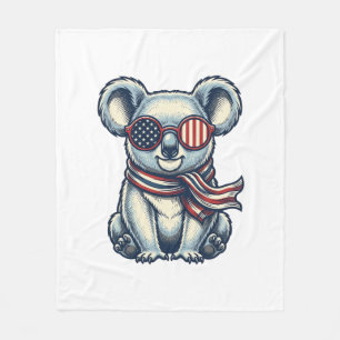 Patriotisches Koala-Vintage-Stickerei-Shirt-Design Fleecedecke