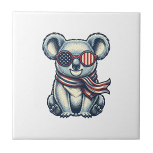 Patriotisches Koala-Vintage-Stickerei-Shirt-Design Fliese