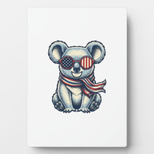Patriotisches Koala-Vintage-Stickerei-Shirt-Design Fotoplatte
