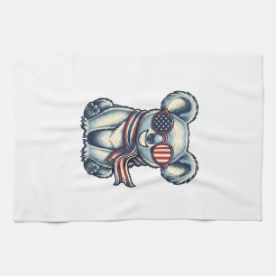 Patriotisches Koala-Vintage-Stickerei-Shirt-Design Geschirrtuch