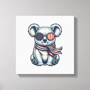 Patriotisches Koala-Vintage-Stickerei-Shirt-Design Leinwanddruck