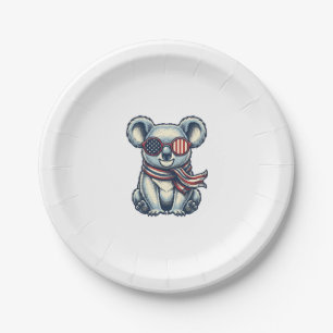 Patriotisches Koala-Vintage-Stickerei-Shirt-Design Pappteller