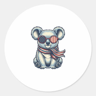 Patriotisches Koala-Vintage-Stickerei-Shirt-Design Runder Aufkleber