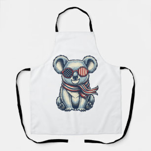 Patriotisches Koala-Vintage-Stickerei-Shirt-Design Schürze