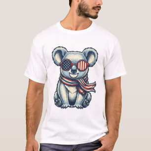 Patriotisches Koala-Vintage-Stickerei-Shirt-Design T-Shirt