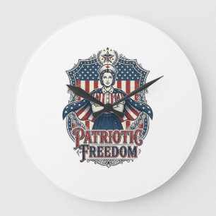Patriotisches Krankenpfleger-Vektorgrafik-T-Shirt_ Große Wanduhr