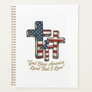 Patriotisches Kreuz Gott segne Amerika-Shirt-Desig Planer