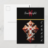 Patriotisches Kreuz mit Ahornleder Postkarte (Vorne/Hinten)