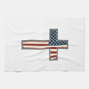 Patriotisches Kreuz-Vektordesign mit Distressed-Ef Geschirrtuch