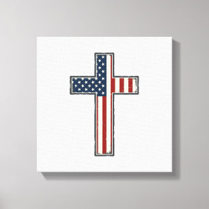 Patriotisches Kreuz-Vektordesign mit Distressed-Ef Leinwanddruck