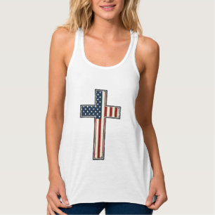 Patriotisches Kreuz-Vektordesign mit Distressed-Ef Tank Top