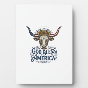 Patriotisches Kuh Gott segne Amerika Vintage-Shirt Fotoplatte