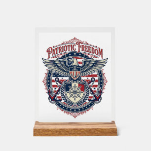 Patriotisches Küsten-Preppy-Vector-Grafik-T-Shirt Acrylschild
