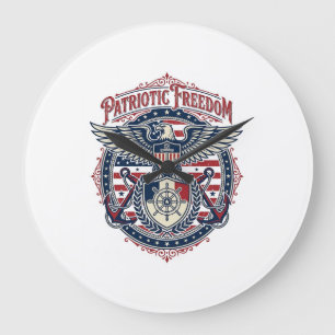 Patriotisches Küsten-Preppy-Vector-Grafik-T-Shirt Große Wanduhr