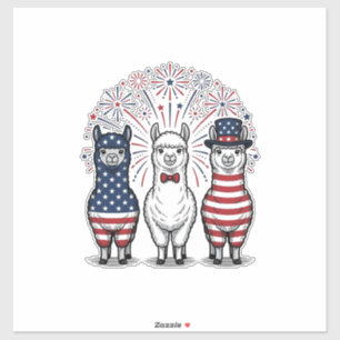 Patriotisches Lama-Feuerwerk Vintage-Vector-Shirt_ Aufkleber
