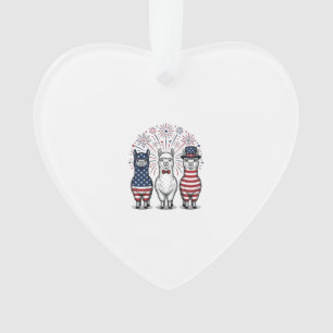 Patriotisches Lama-Feuerwerk Vintage-Vector-Shirt_ Ornament