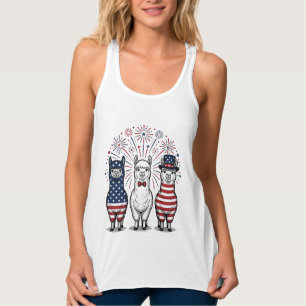 Patriotisches Lama-Feuerwerk Vintage-Vector-Shirt_ Tank Top