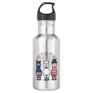 Patriotisches Lama-Feuerwerk Vintage-Vektor-Shirt_ Edelstahlflasche