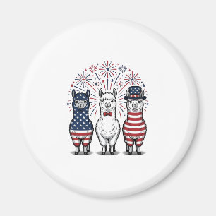 Patriotisches Lama-Feuerwerk Vintage-Vektor-Shirt_ Magnet