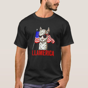 Patriotisches Lama Llamerica Alpaka 4. Juli T-Shirt