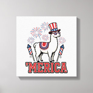 Patriotisches Lama Merica Vintage Vektor Design_1 Leinwanddruck